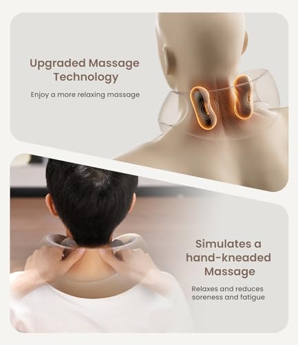 RENPHO Cordless Neck Massager with Heat, Neck Massager for Pain Relief Deep Tissue, 6D Kneading Neck Massage, Portable Heated Neck Massager for Travel, Neck Pain Relief, Gifts for Women Men Mom